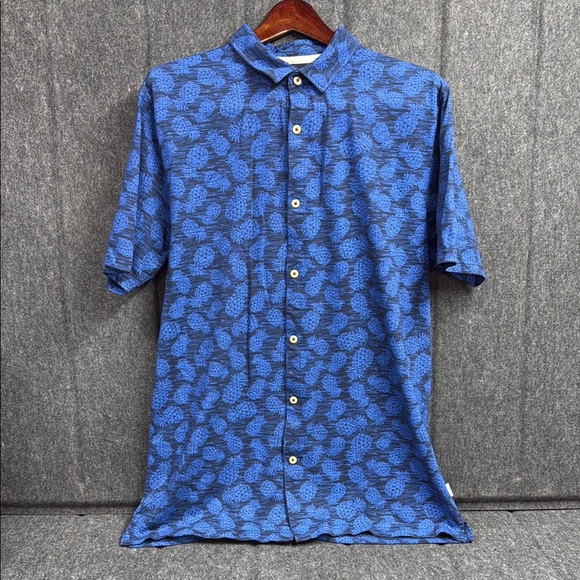 OP Blue Casual Short Sleeve Button Down Shirt - Picture 1 of 5